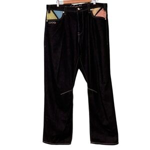 Coogi Y2K Mens Cyber Grunge Punk Embroidered Baggy Jeans Size 38/32